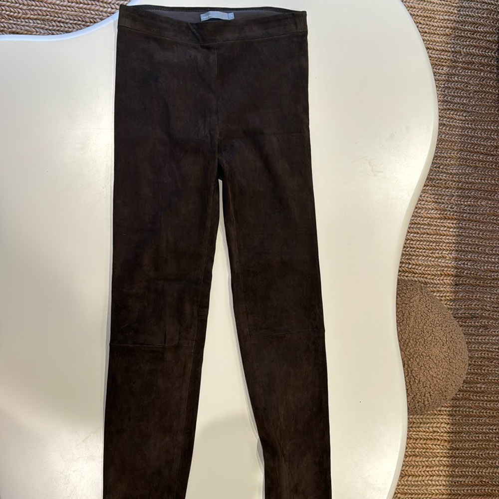 Vince lamb leather brown suede stretch pants
